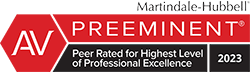 Martindale Hubbell | AV Preeminent | Peer Rated for Highest Level of Professional Excellence | 2023